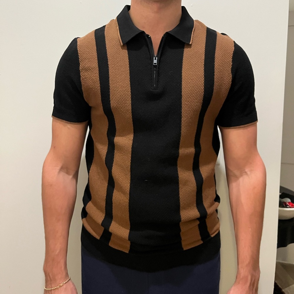 Express Black and Brown Men's Polo Shirt